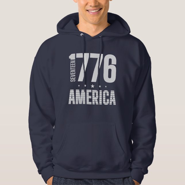 Veste À Capuche 1776 Amérique historique liberté typographie blanc (Devant)