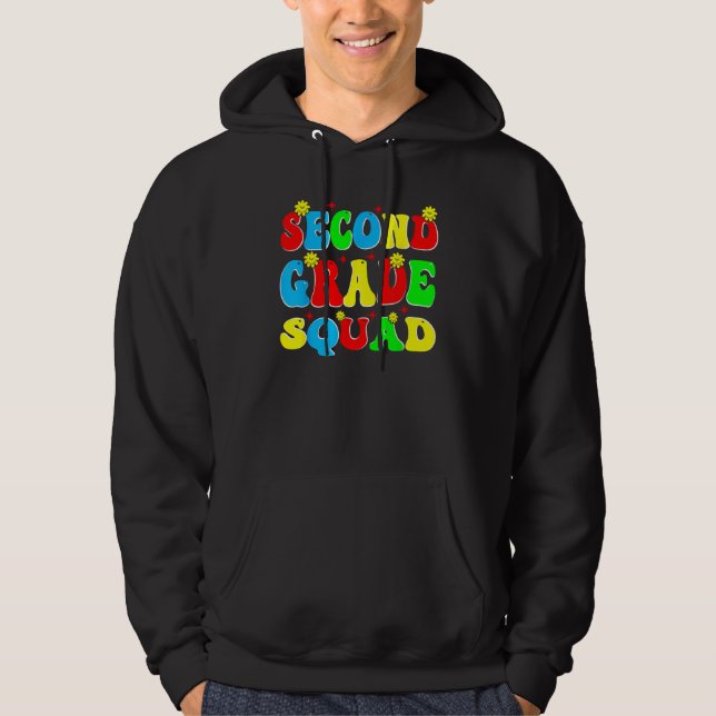 Veste À Capuche 2nd Second Grade Squad Retro Groovy Teacher Back T (Devant)