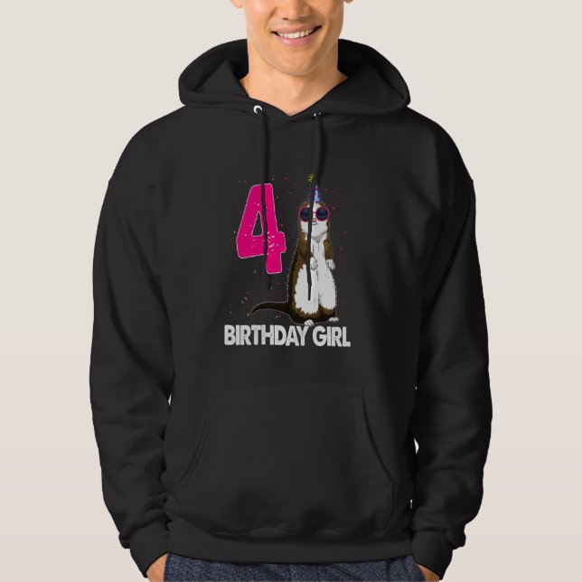 Veste À Capuche 4 Anniversaire Fille Ferret Anniversaire (Devant)