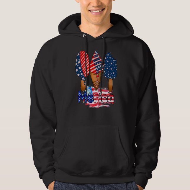 Veste À Capuche 4 juillet Américain Popsicle Américain Drapeau (Devant)