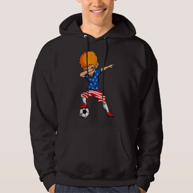 Veste À Capuche 4 juillet Soccer Dabbing Kid Drapeau Américain Usa (Devant)