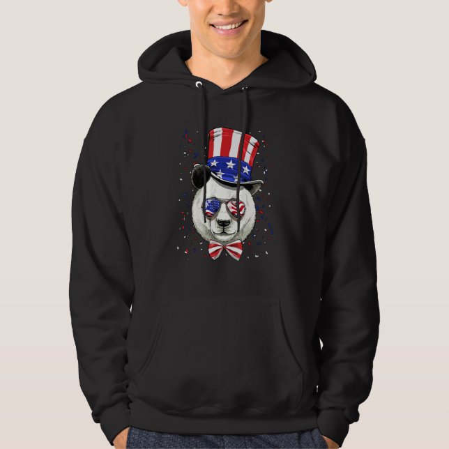 Veste À Capuche 4th of July Patriotic Giant Panda Merica USA Flag  (Devant)