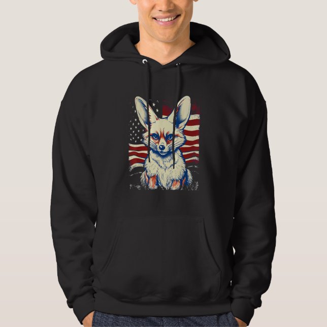 Veste À Capuche 4th Of July US Flag Fennec Fox (Devant)