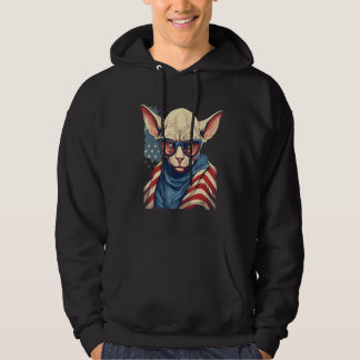 Veste À Capuche 4th Of July US Flag Hairless Sphinx Cat 1