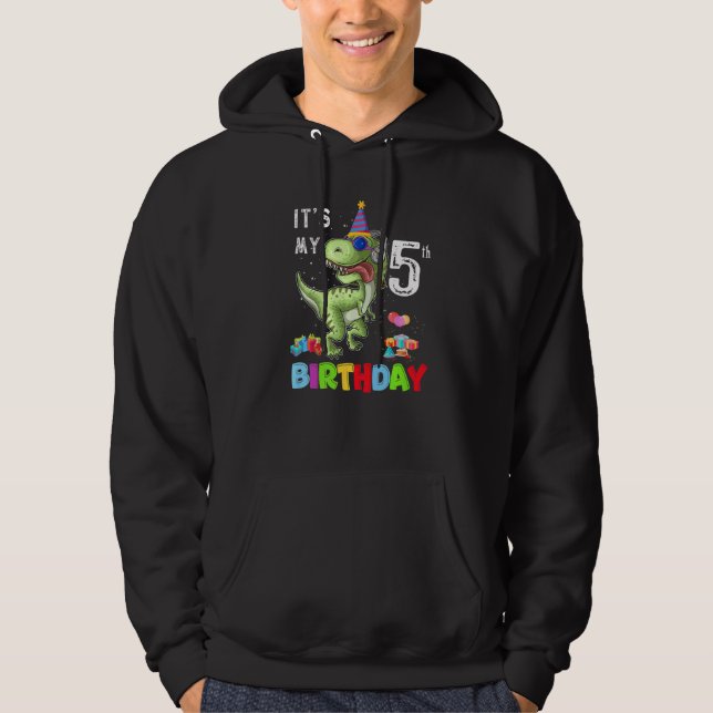 Veste À Capuche 5 ans C'est mon 5e anniversaire Dinosaur Rex (Devant)