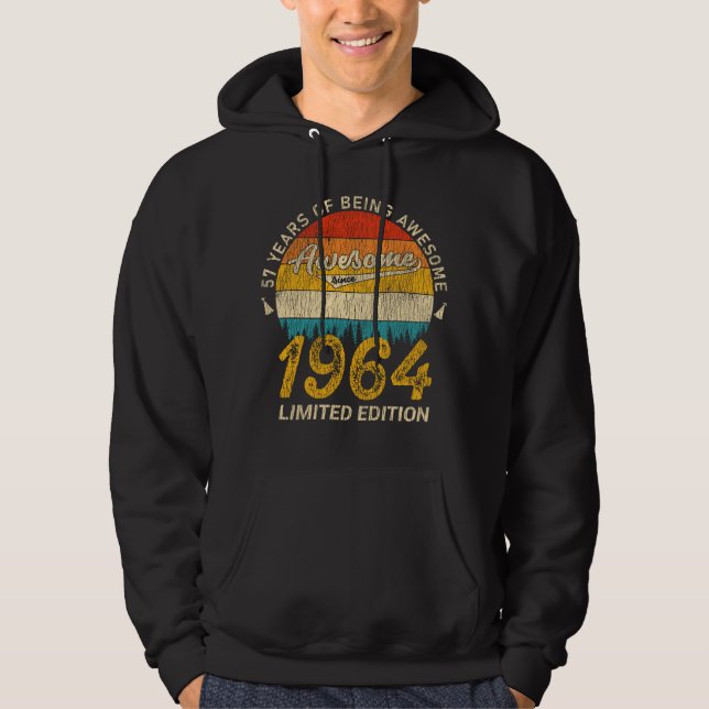 Veste À Capuche 61 Ans 1964 Retro Awesome 61e anniversaire Cadeau (Devant)