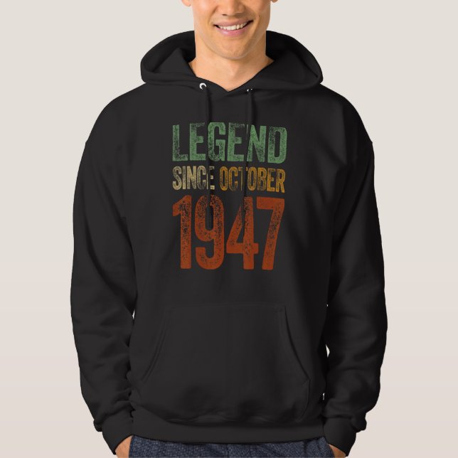 Veste À Capuche 75e anniversaire Octobre Né 75 ans Légende depuis  (Devant)