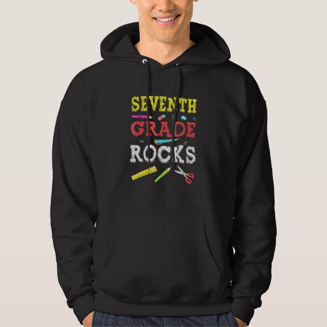 Veste À Capuche 7e année Rocks Retour à l'école Enseignant (Devant)