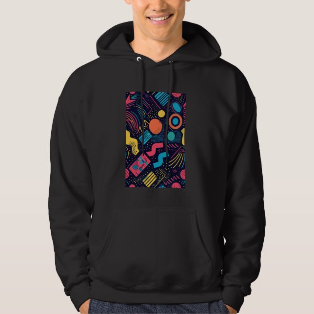 Veste À Capuche 80s Rétro Thème Motif Art Rétrowave (Devant)