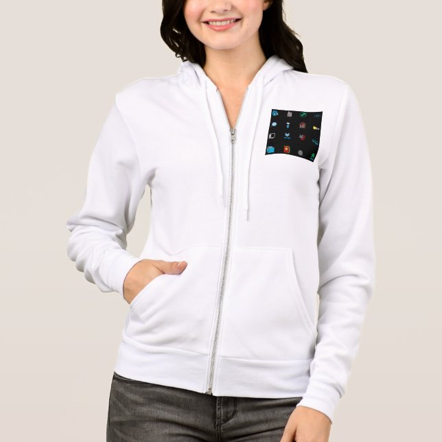 Veste À Capuche 90s Retro Tech and Web Icon Pattern (Devant)