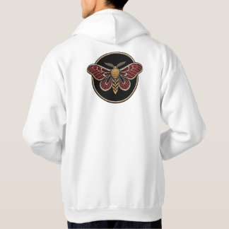 Veste À Capuche A circular gothic emblem featuring a large moth wi
