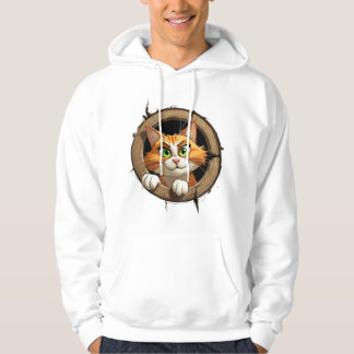 Veste À Capuche A Whimsical Cartoon Cat with Bright Green Eyes Pee