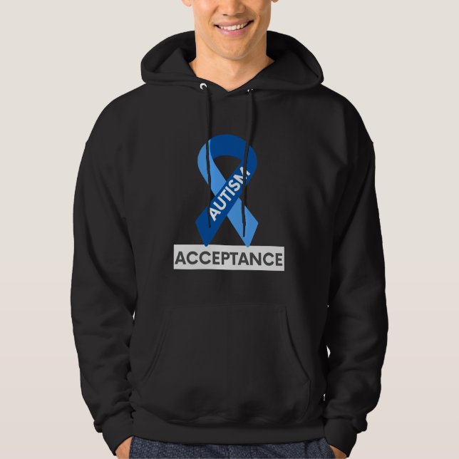 Veste À Capuche Acceptation de l'autisme Ruban bleu (Devant)