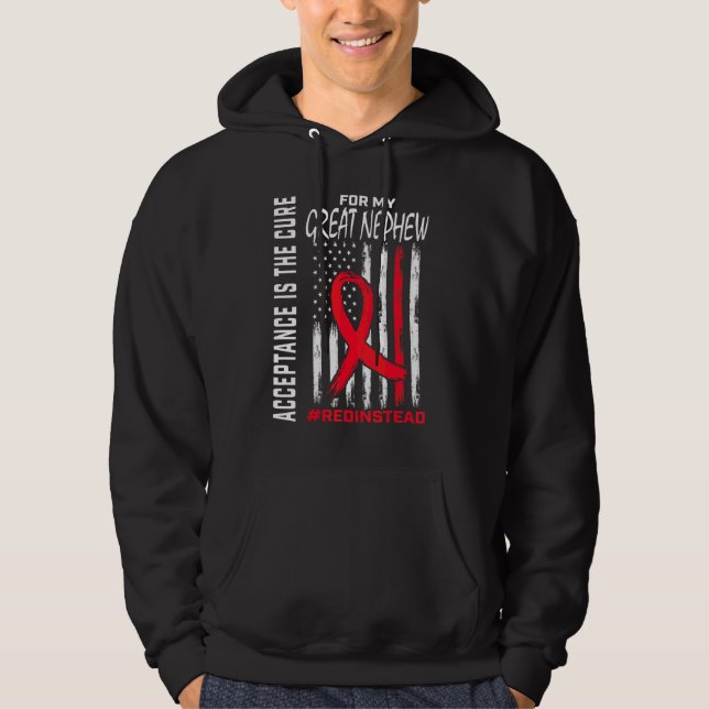 Veste À Capuche Acceptation Redinstead Rouge Plutôt Autisme Grand  (Devant)