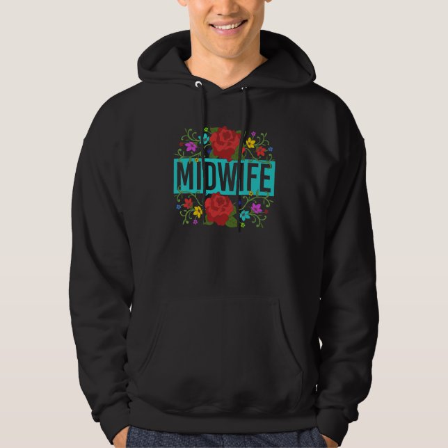 Veste À Capuche Accompagnante de naissance Fleurs de maternité Sag (Devant)