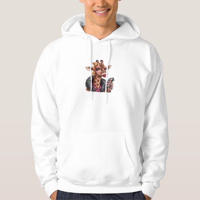 Veste À Capuche Adorable Lady Giraffe Application Maquillage Avec  (Devant)