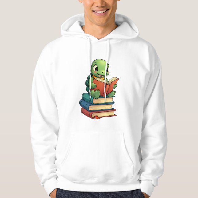 Veste À Capuche Adorable Turtle Reading Books (3) (Devant)