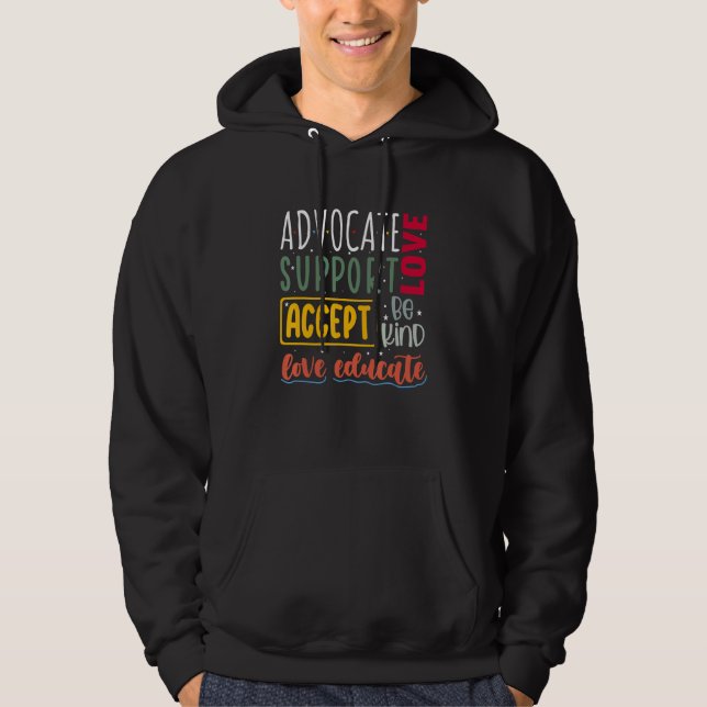 Veste À Capuche Advocate Love Support Accept Be Kind Autism Awaren (Devant)