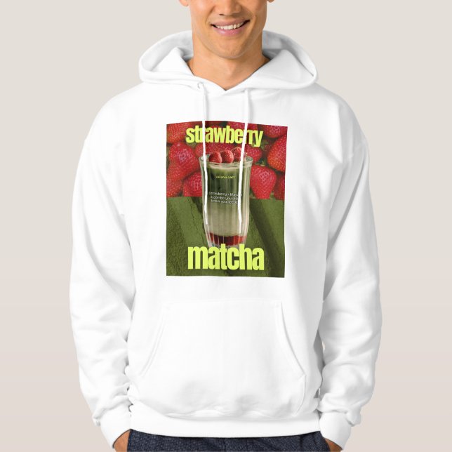 Veste À Capuche Affiche de Latte Matcha Fraise – Boisson de Café B (Devant)
