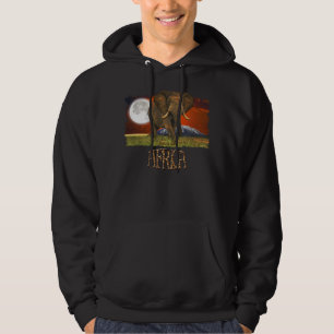 Veste À Capuche African Elephant & Savannah Moon Art Design