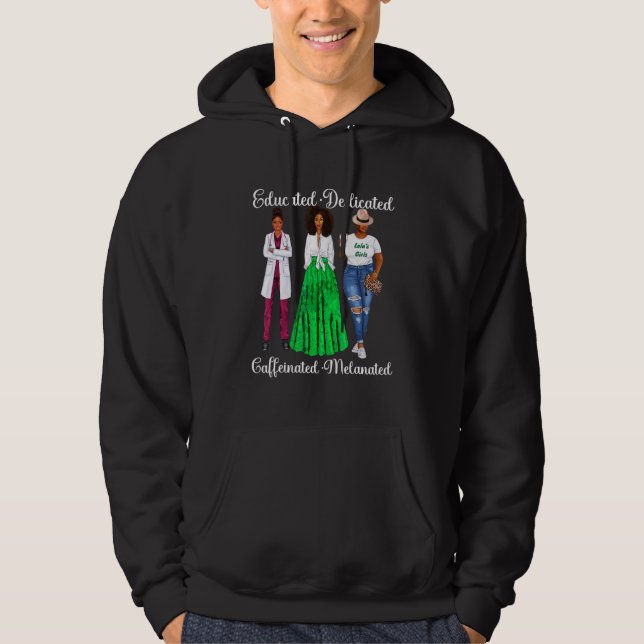 Veste À Capuche Afro-Américain Éduqué Dédié À Moi Cafféiné (Devant)
