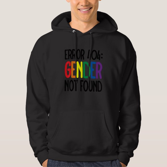 Veste À Capuche Agender Non Binary Pride Error 404 Gender Not Foun (Devant)
