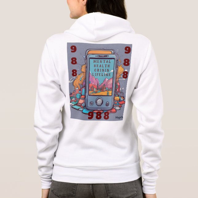 Veste À Capuche AI 988 Crise de santé mentale Lifeline Zipper Swea (Dos)