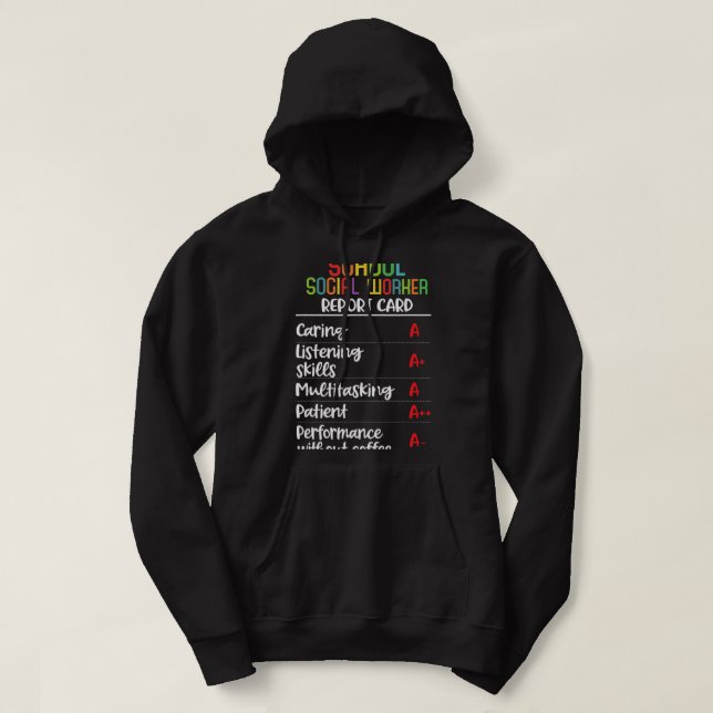 Veste À Capuche Aide sociale de l'école Rapport carte cadeau (Design devant)