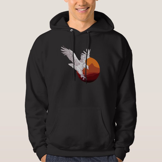 Veste À Capuche Aigle avec coucher de soleil (Devant)