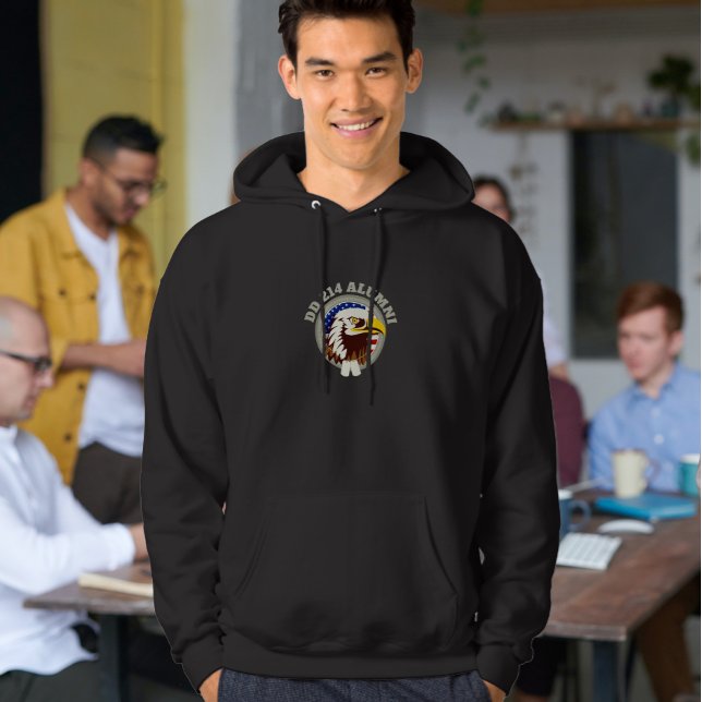 Veste À Capuche Aigle Emblème Drapeau USA | DD 214 Alumni Noir (Créateur téléchargé)