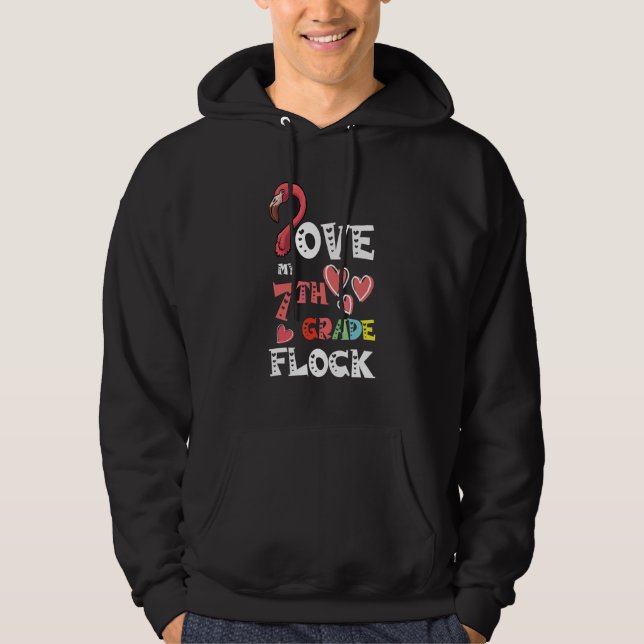 Veste À Capuche Aime mon professeur de 7e année Flock Flamingo Ele (Devant)