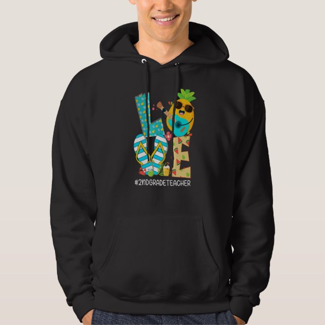 Veste À Capuche Aimer l'ananas Enseignant de 2e année Bonjour Vibe (Devant)