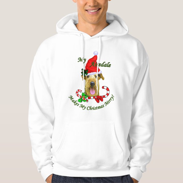 Veste À Capuche Airedale Terrier Cadeaux de Noël (Devant)