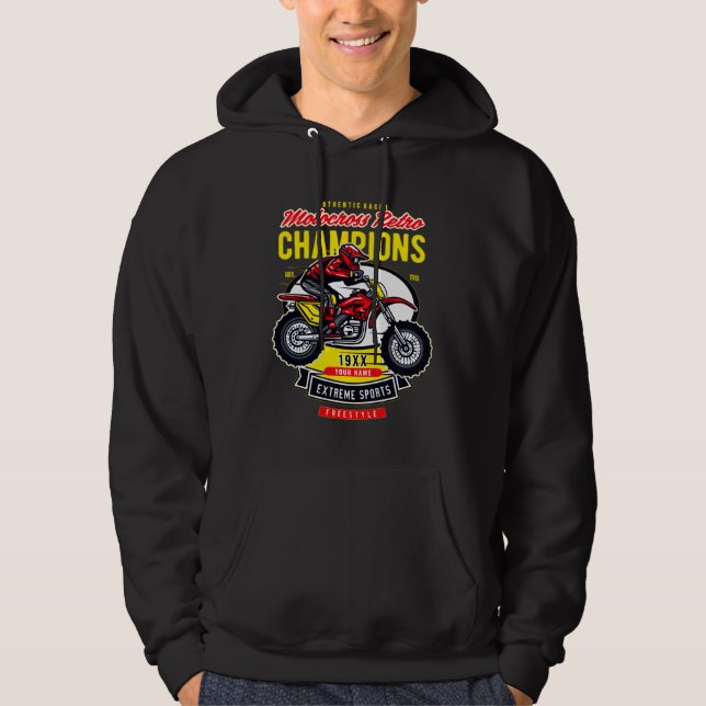 Veste À Capuche Ajouter un nom Année Motocross Retro Champions Rid (Devant)