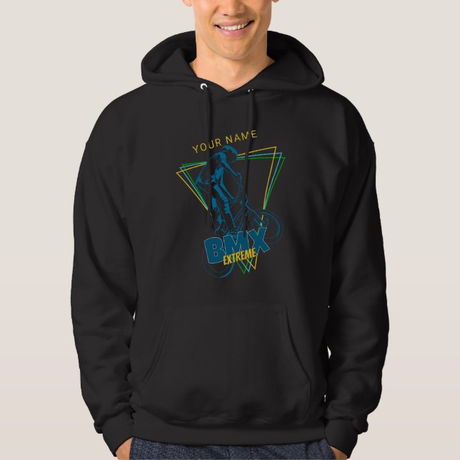 Veste À Capuche Ajouter Votre Nom Texte Extreme BMX Géométrique (Devant)
