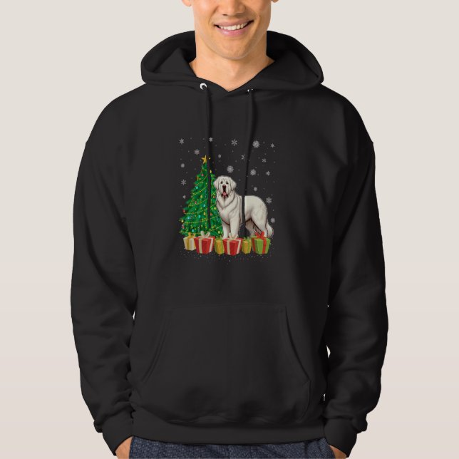 Veste À Capuche Akbash Chien Xmas Arbre Éclairage Santa Hat Akbash (Devant)