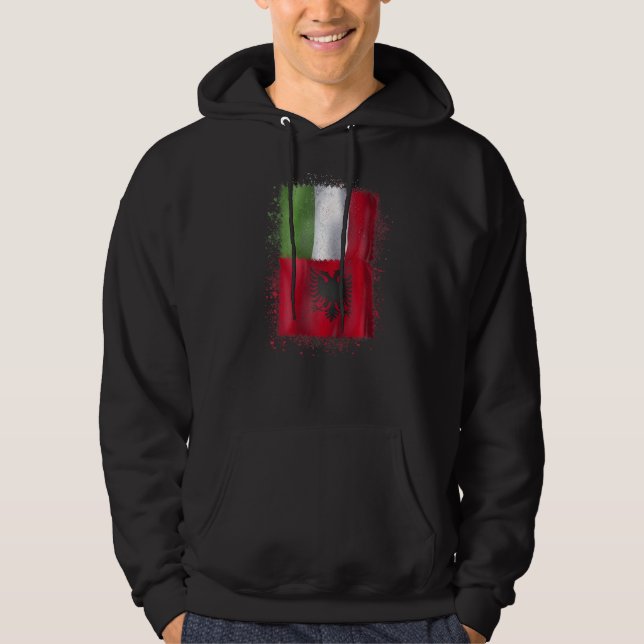 Veste À Capuche Albanie Italienne Amour Albanie Et Italie (Devant)