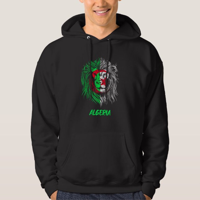 Veste À Capuche Algérie Lion Drapeau Algérien Algérie (Devant)