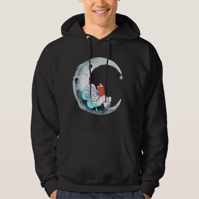 Veste À Capuche Alien Astronaute Mignon Lisant des Livres dans l'E (Devant)
