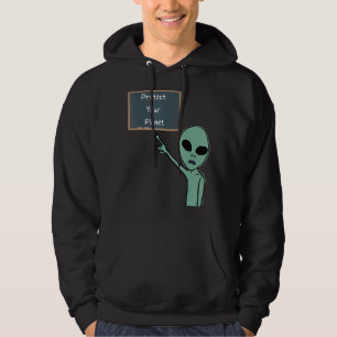 Veste À Capuche Alien Protégez Votre Planète Pointage À Chalkboard