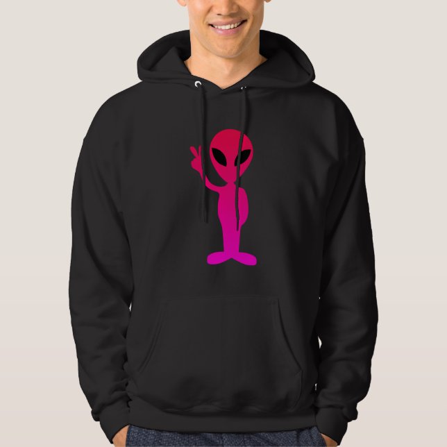 Veste À Capuche Alien rose chaud sur Sweatshirt à capuchon noir (Devant)