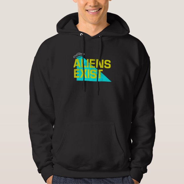 Veste À Capuche Aliens Exist Ufo Blue Light Illustration Style Dec (Devant)