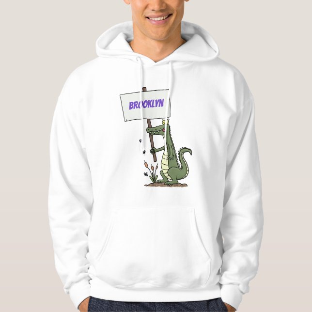 Veste À Capuche Aligator de crocodile drôle avec dessin animé (Devant)