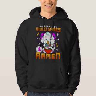 Veste À Capuche Alimenté par jeux vidéo et ramen Anime Kawaii Chat