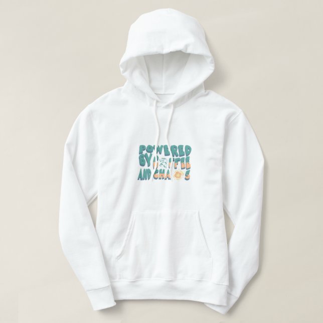 Veste À Capuche Alimenté par le café et le chaos (Design devant)