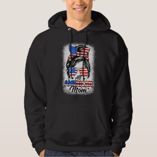Veste À Capuche All American Mom Messy Bun Maman 4 juillet Patriot