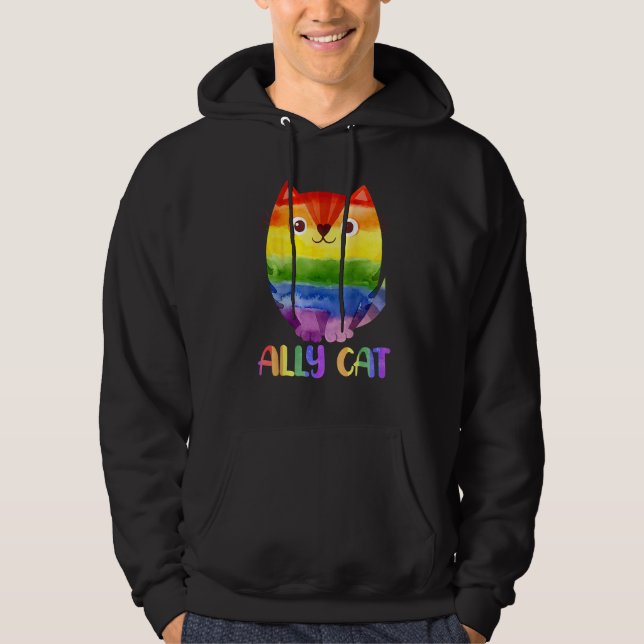 Veste À Capuche Ally Cat LGBT Gay Rainbow Pride Flag  Cat  4 (Devant)