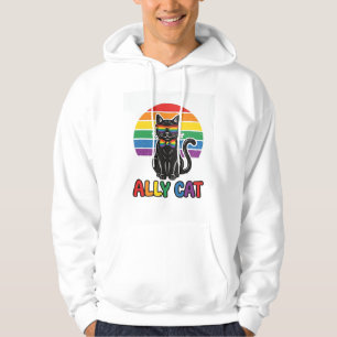 Veste À Capuche Ally Cat Rainbow Pride Vintage Chat T-Shirt Design