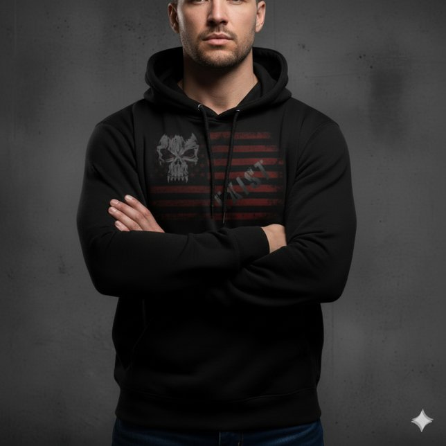 Veste À Capuche American Flag Hoodie with Skull (Créateur téléchargé)