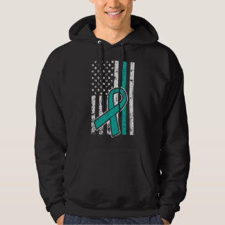 Veste À Capuche American Flag Teal Ribbon Cool Ovarian Cancer Awar